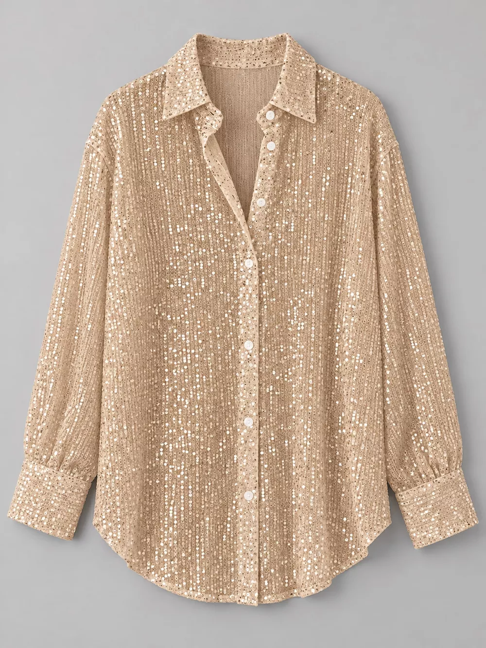 Full Size Sequin Button-Down Shirt Plus Size, image 38