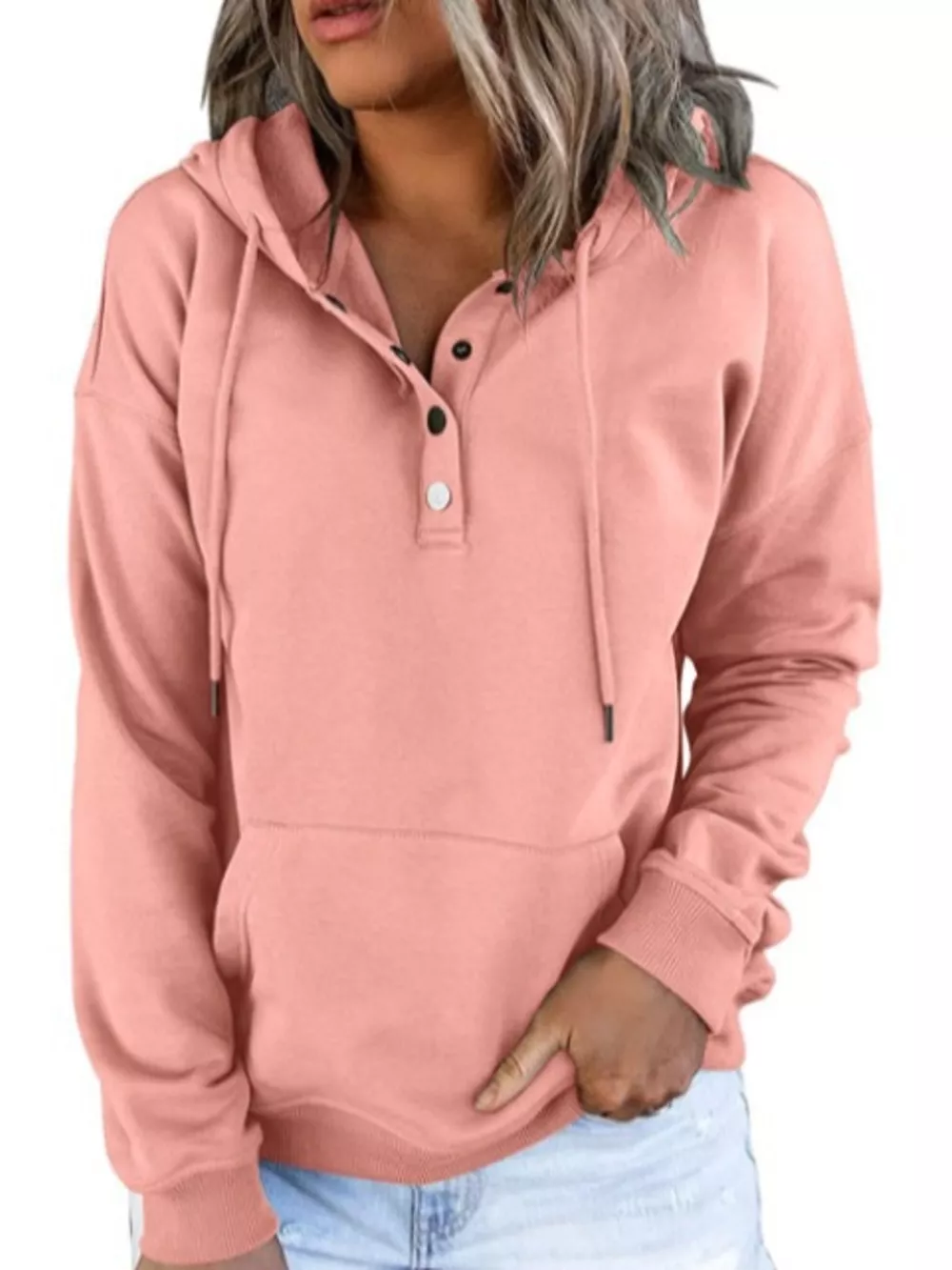 Full Size Kangaroo Pocket Dropped Shoulder Hoodie Plus Size
