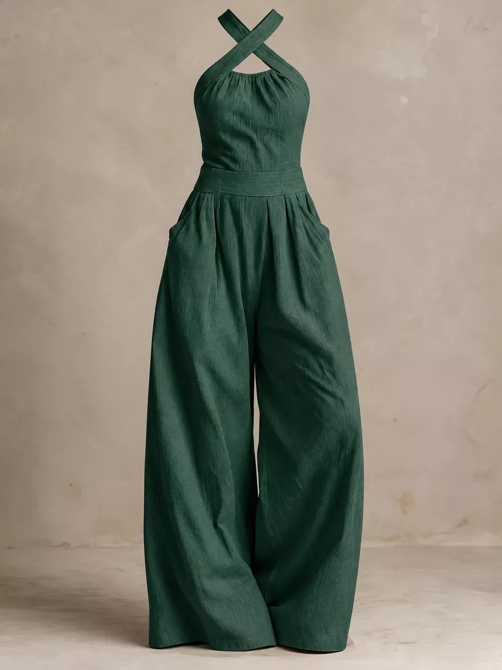 Full Size Halter Neck Wide-Leg Jumpsuit Plus Size, image 39