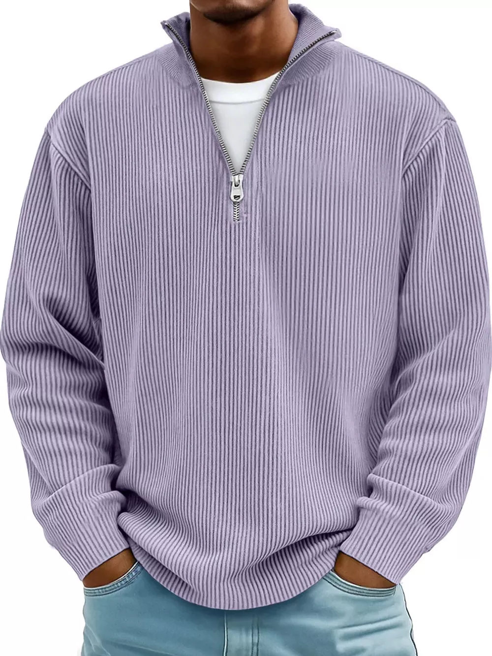 Men's Full Size Quarter-Zip Long Sleeve Sweatshirt Plus Size, image 32