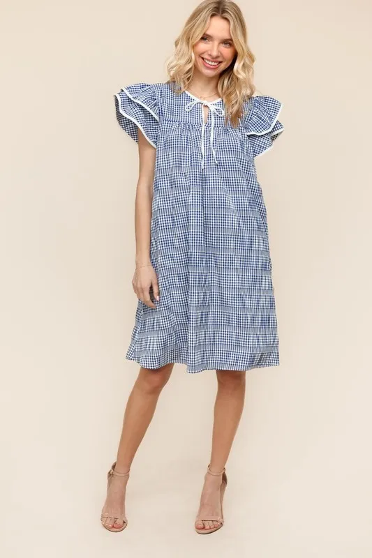 Double Ruffle Sleeve Dress with Side Pockets, image 2