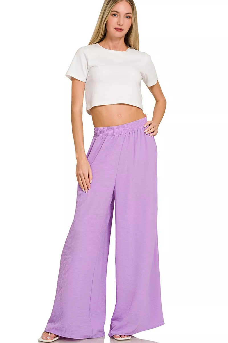 Woven Airflow Twisted Top & Wide Leg Pants Set, image 6