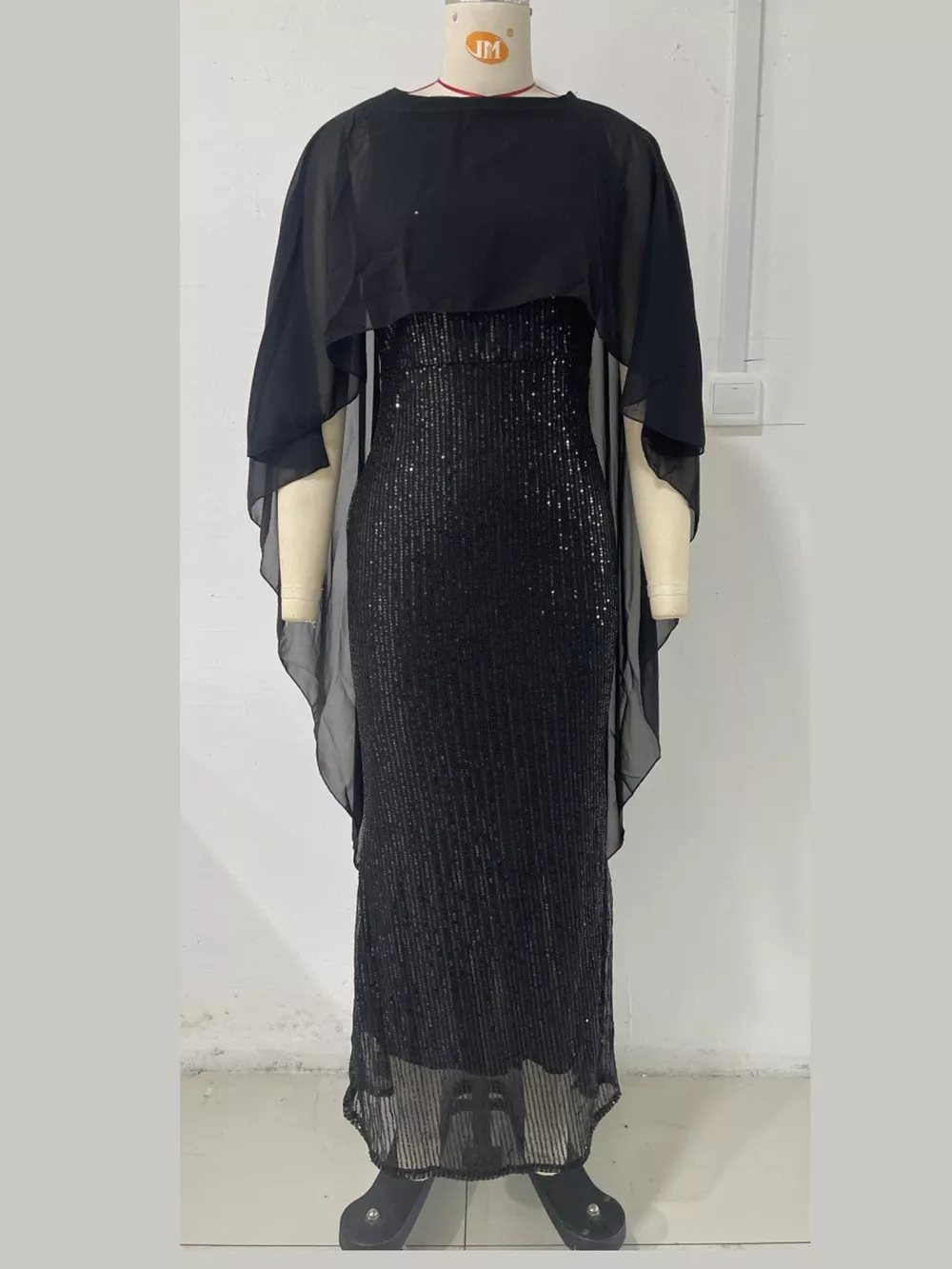 Sequin Cape Overlay Evening Dress, image 12