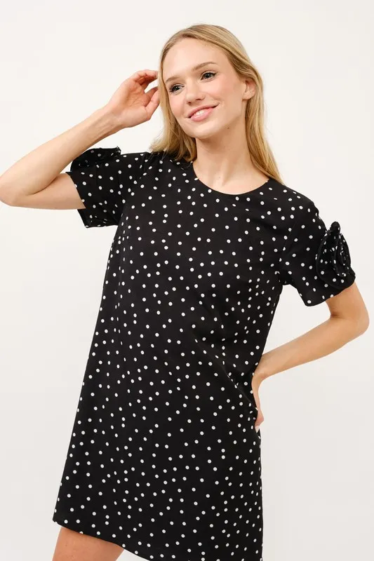 Embellished Sleeve Polka Dots Shift Dress, image 6