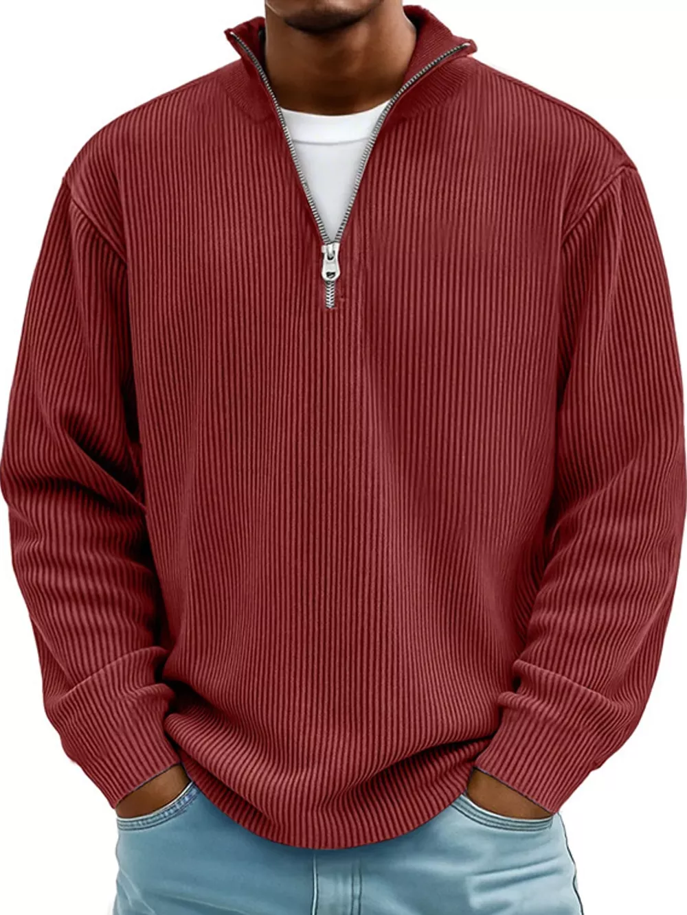 Men's Full Size Quarter-Zip Long Sleeve Sweatshirt Plus Size, image 31