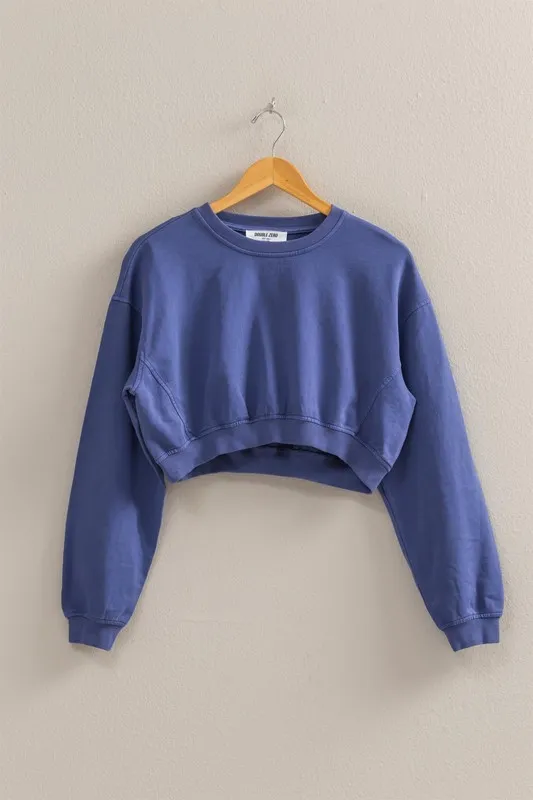 Crew Neck Long Sleeve Crop Sweatshirt, image 7