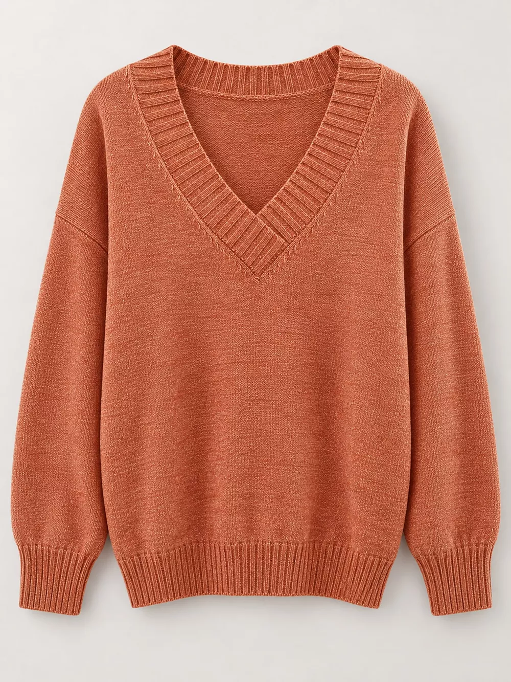 Full Size V-Neck Dropped Shoulder Sweater Plus Size, image 69