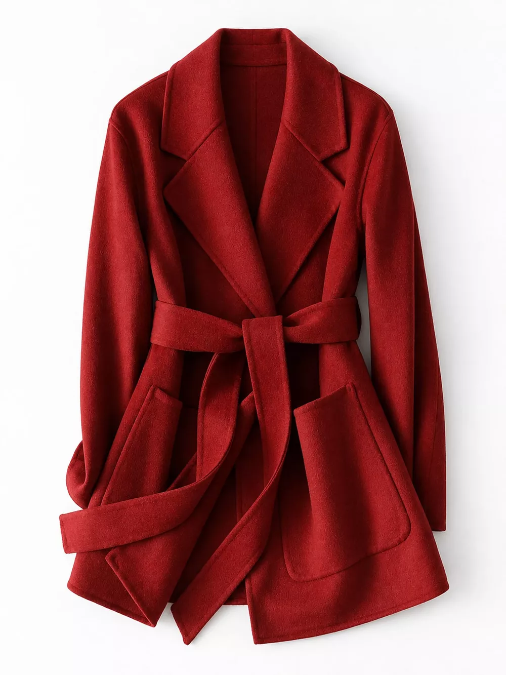 Double-Sided Wool Coat with Belted, image 13