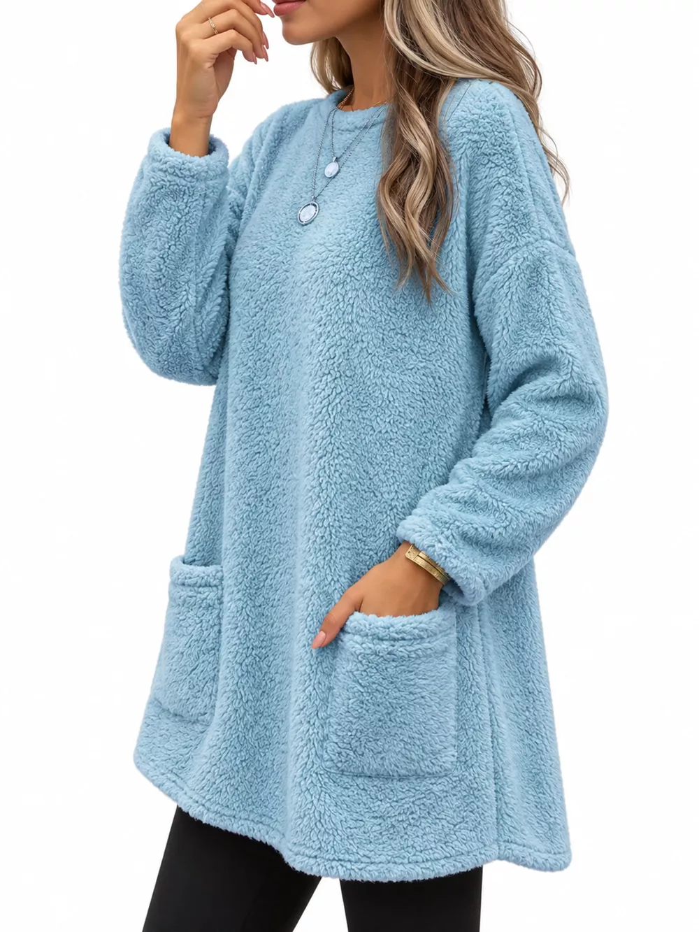Full Size Fleece Dropped Shoulder Sweatshirt Plus Size, image 12