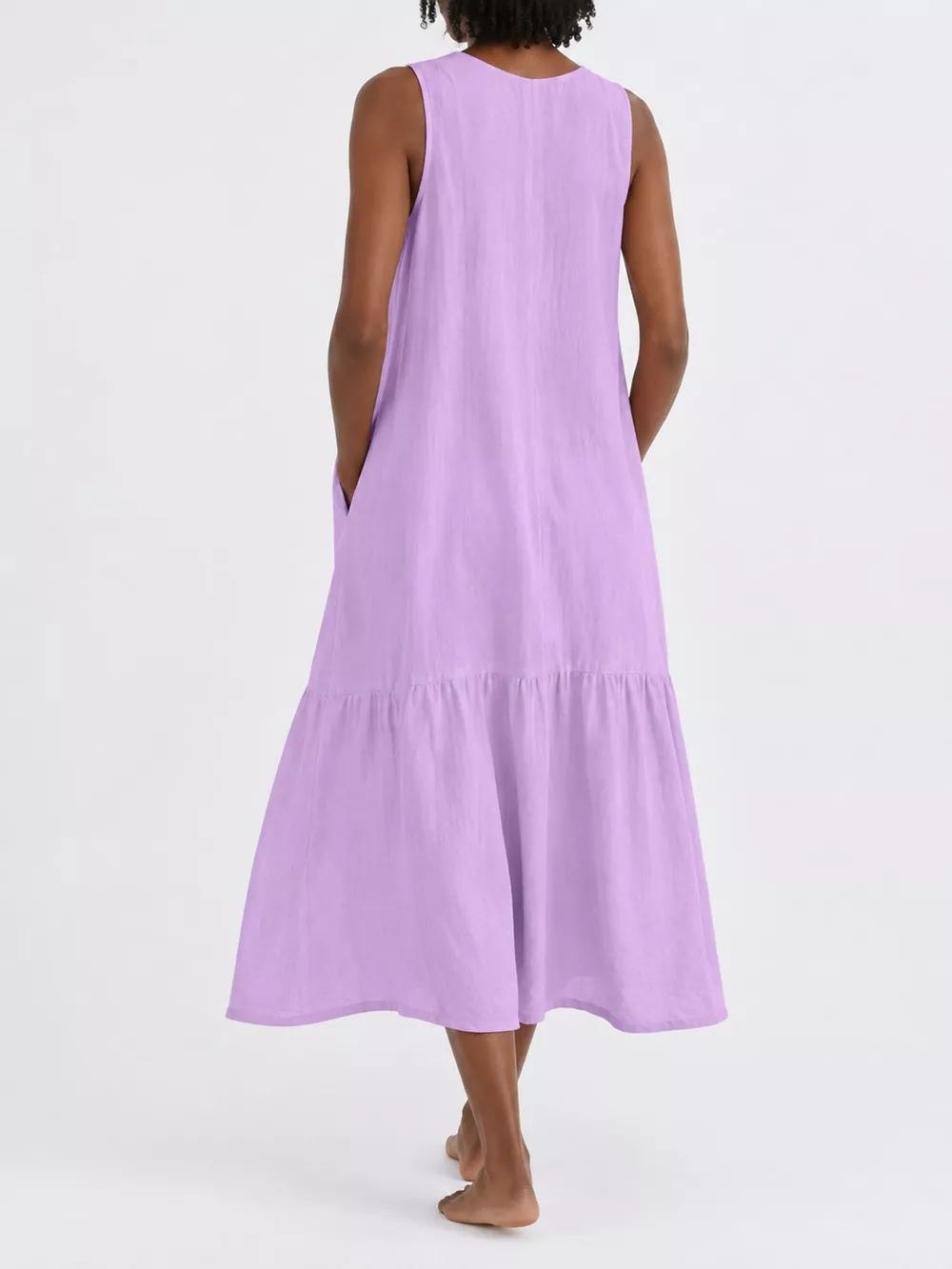 Full Size V-Neck Button Front Sleeveless Midi Dress Plus Size, image 28