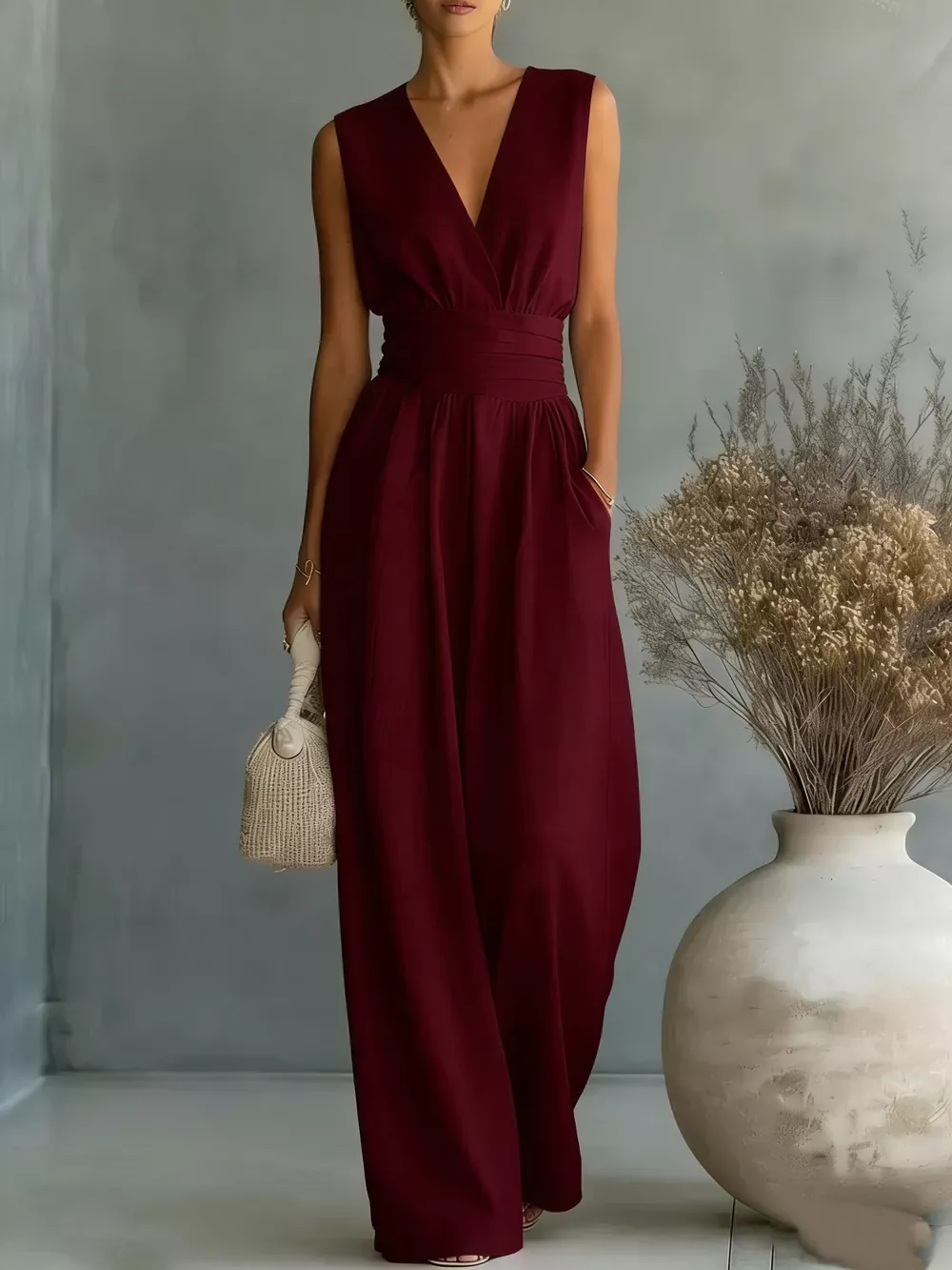 Full Size Sleeveless Wide-Leg Jumpsuit Plus Size, image 6