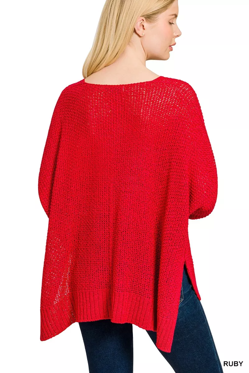 Dolman Sleeve V-Neck Sweater, image 3