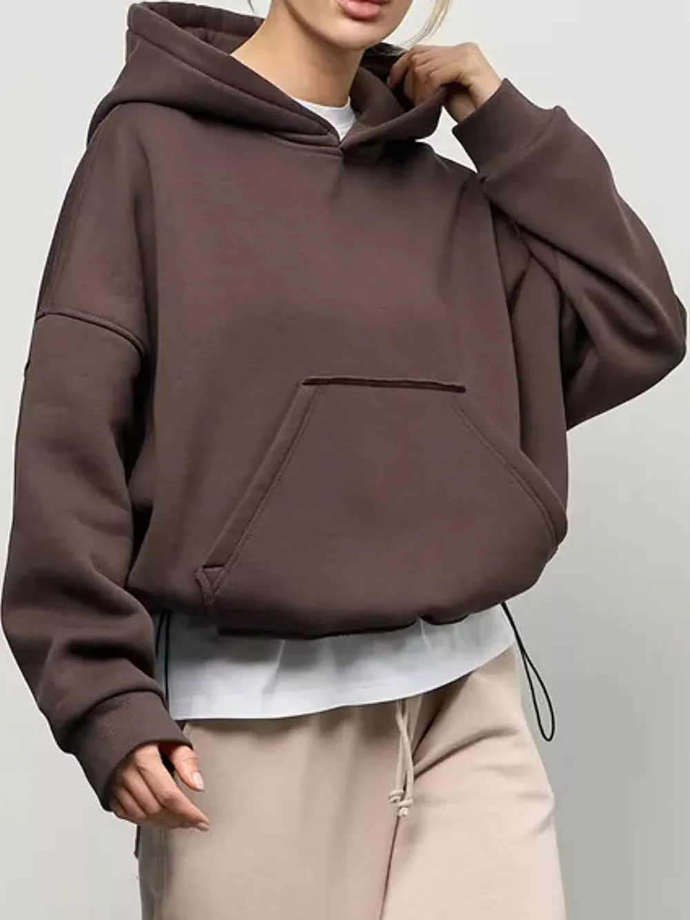 Kangaroo Pocket Dropped Shoulder Hoodie, image 4