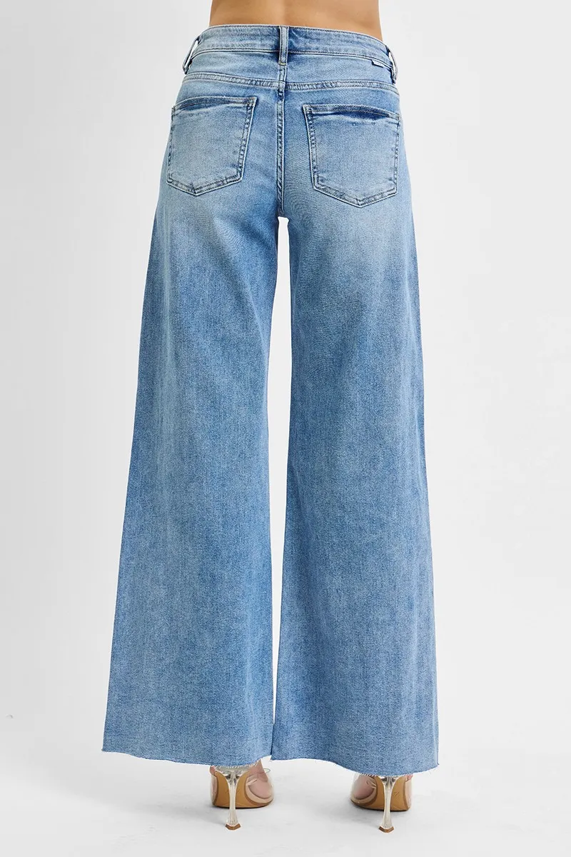 Full Size Tummy Control High Rise Ankle Palazzo Jeans Plus Size, image 3