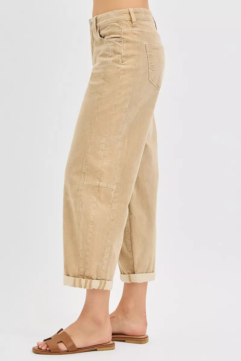 High Rise Crop Barrel Cordurory Pants, image 3
