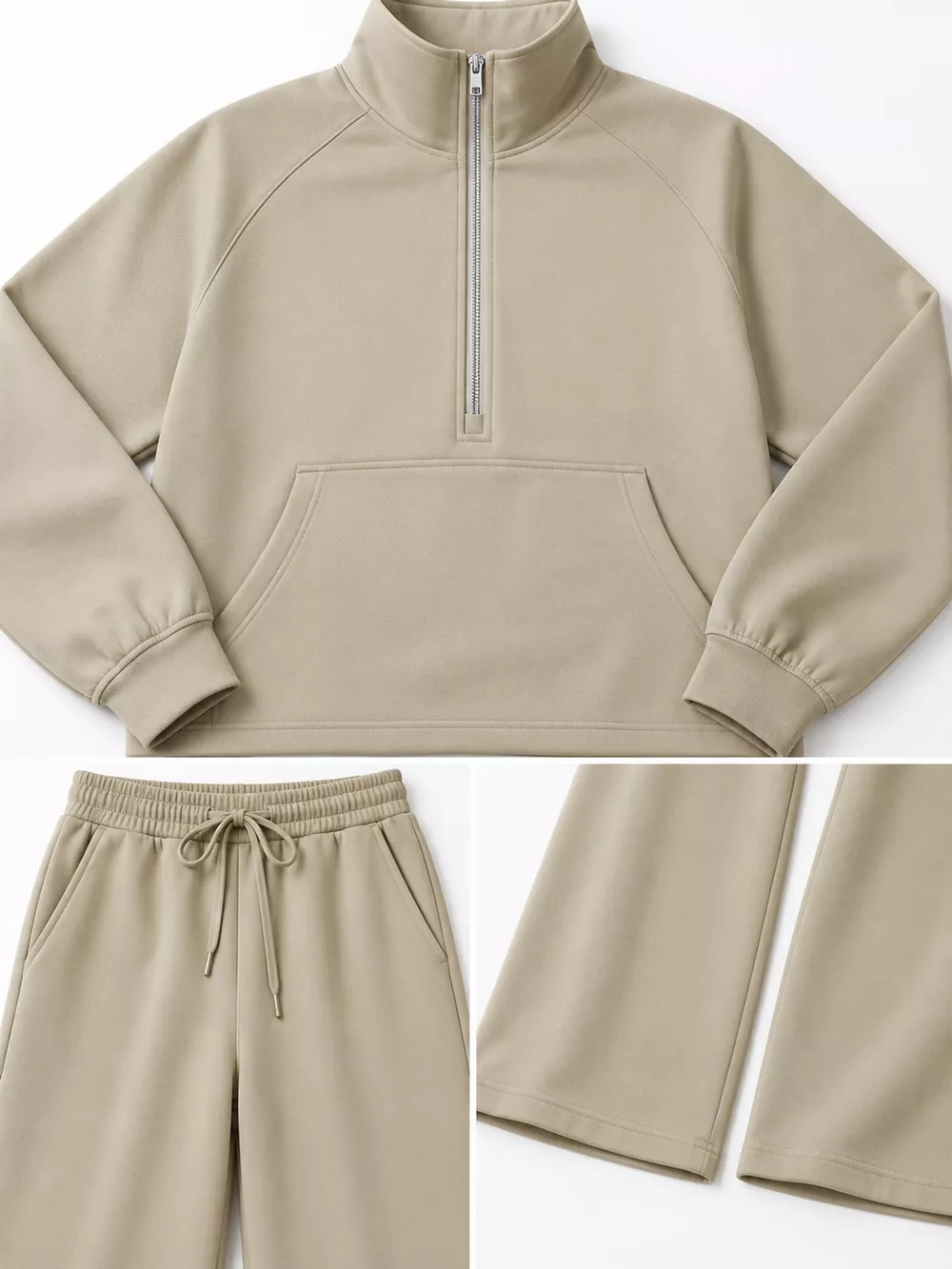 Half-Zip Sweatshirt and Wide-Leg Pants Set, image 27