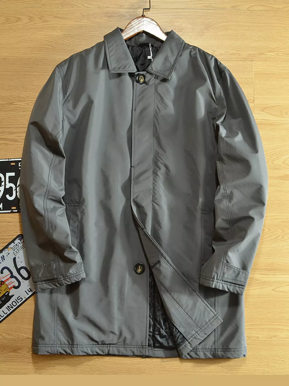 Men's Button Up Long Sleeve Trench Coat, image 4