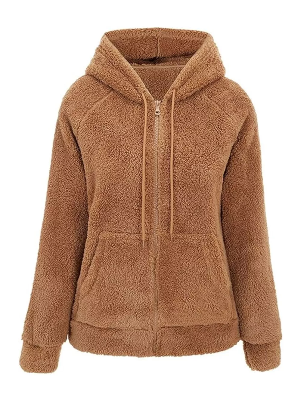 Drawstring Sherpa Zip-Up Hoodie, image 5