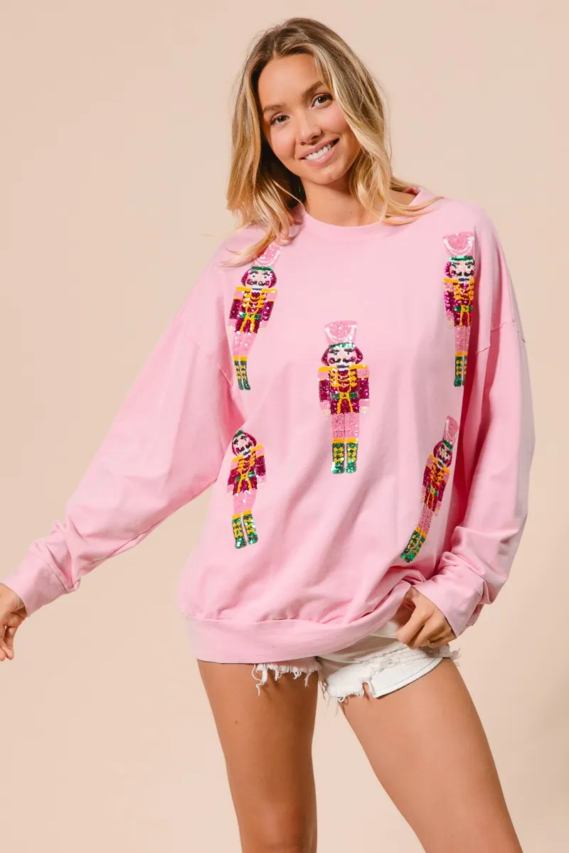 Sequin Nutcrackers Embroidery Christmas Sweatshirt, image 9