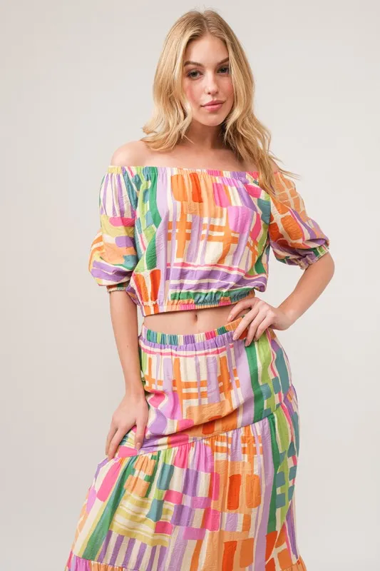 Asymmetric Geo Printed Tiered Maxi Skirt, image 3