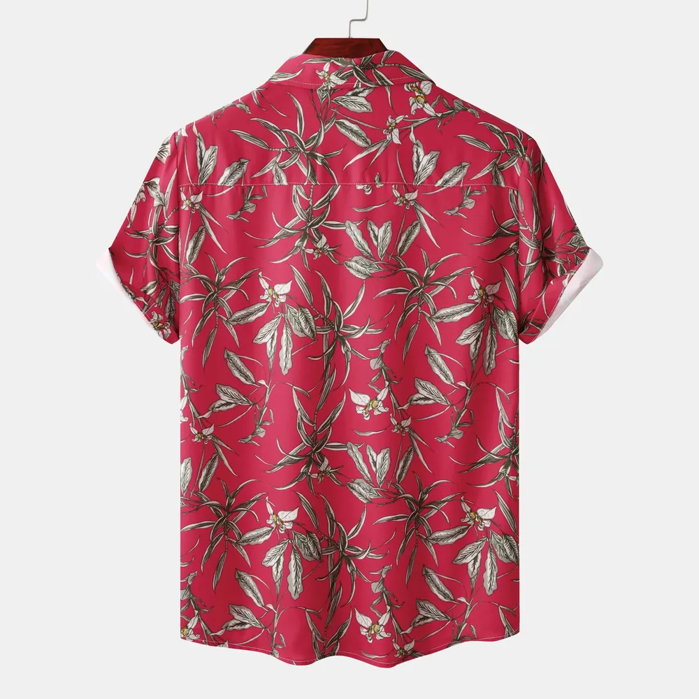 Men's Plus Size Tropical Floral Print Short Sleeve Casual Hawaiian Shirt, image 2
