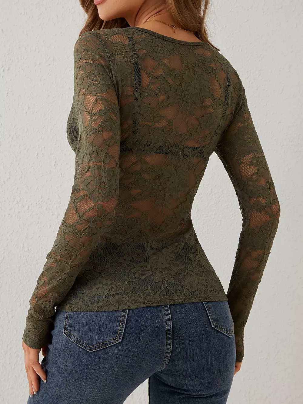 Lace V-Neck Long Sleeve Top, image 18