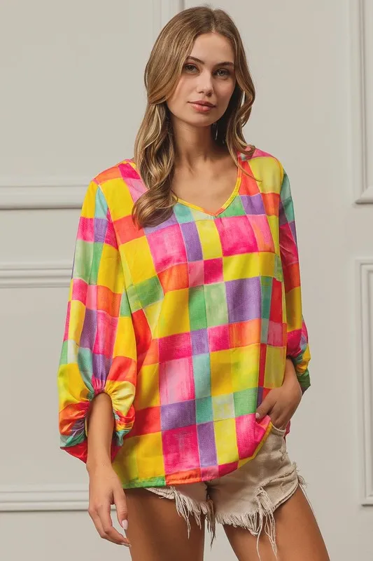 Multi Block Bubble Pop Ballon Top, image 5