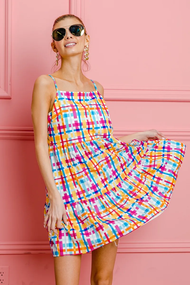 Multi Colors Plaid Sleeveless Sun Dress, image 14