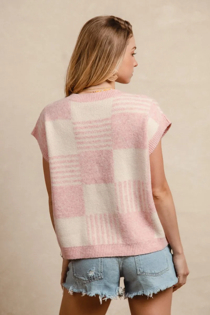 Checker With Stripes Pattern Sleeveless Sweater, image 5