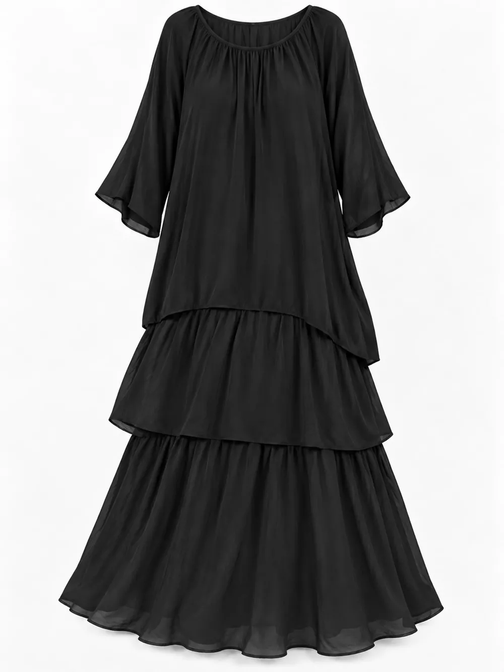 Full Size Layered Batwing Sleeve Maxi Dress Plus Size, image 19