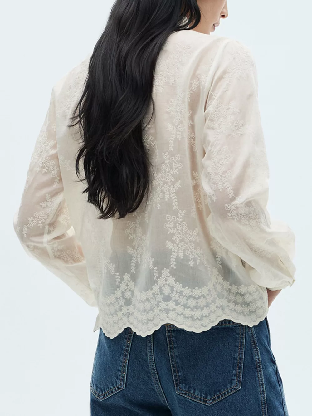 Lace Sheer Long Sleeve Shirt, image 5