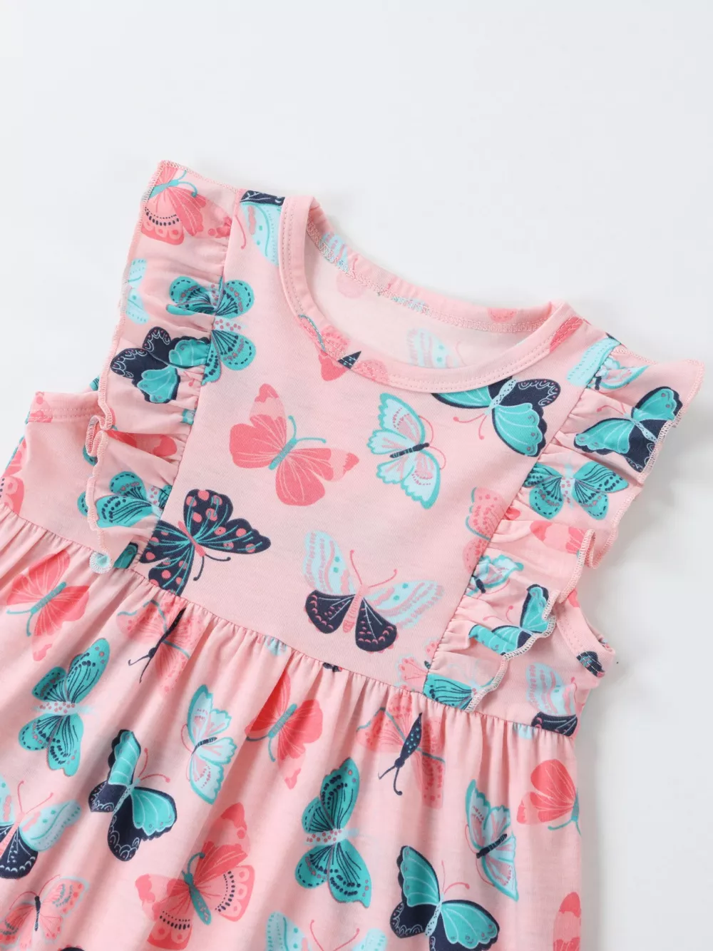 Children's Butterfly Print Ruffle Sleeve Dress, image 2