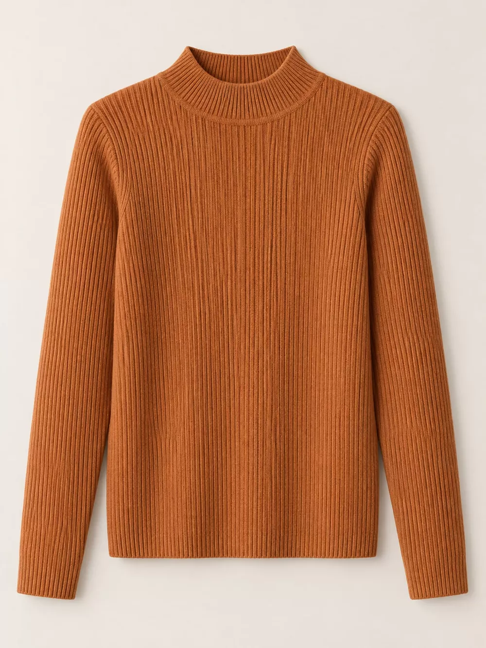 Elegant Slim-Fit Ribbed Mock Neck Knit Top, image 28