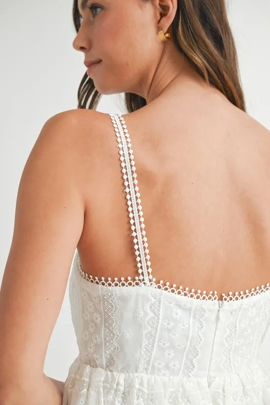 Eyelet Lace Babydoll Mini Cami Dress, image 9