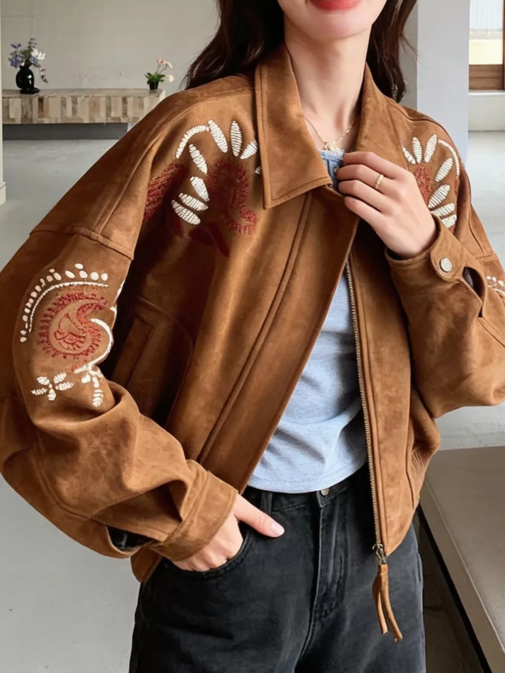 Embroidered Zip Up Jacket, image 2