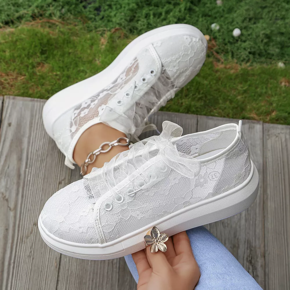 Lace Round Toe Sneakers, image 4