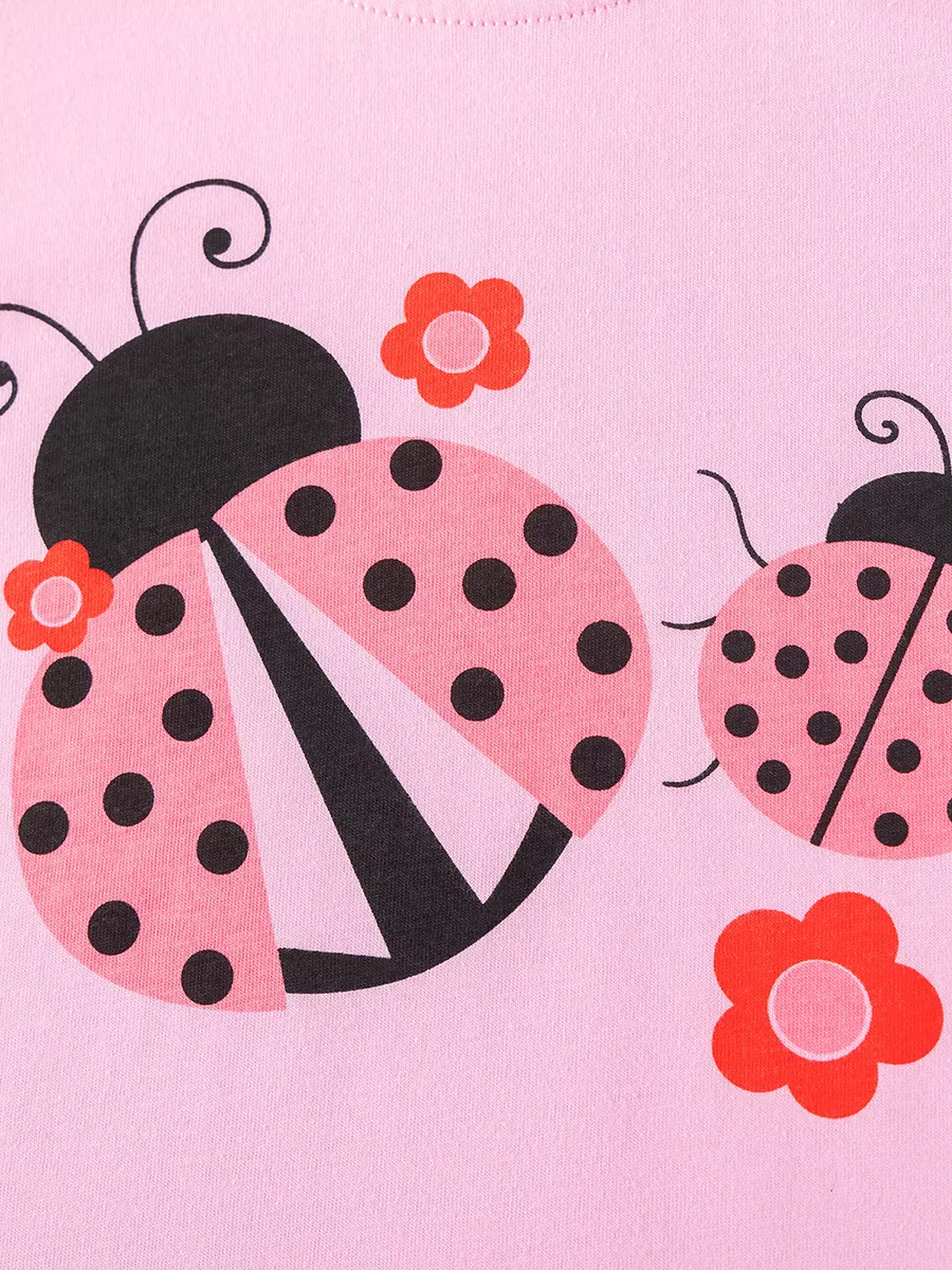 Children's Ladybug Graphic Short Sleeve Top and Shorts Set, image 4