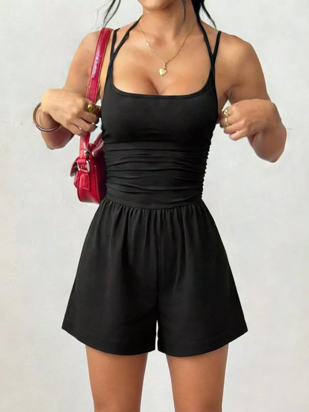 Ruched Spaghetti Strap Romper, image 11