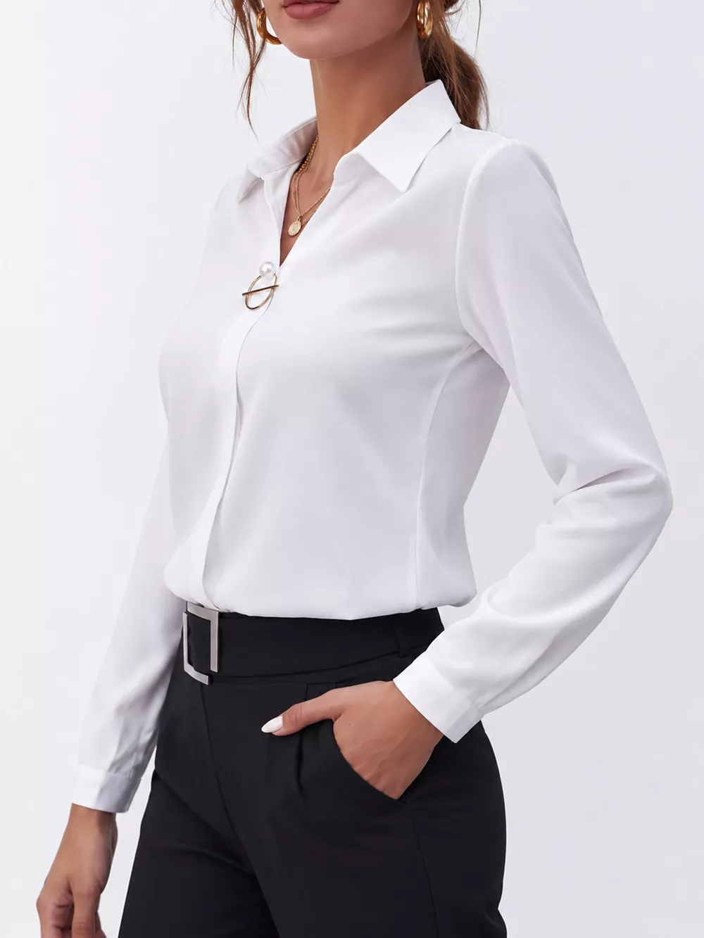 Long Sleeve Satin Blouse, image 3