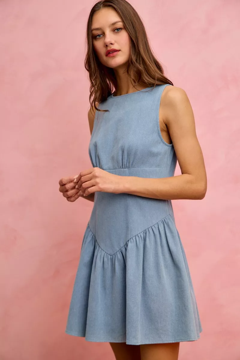 Fit And Flare Sleeveless Denim Mini Dress, image 5