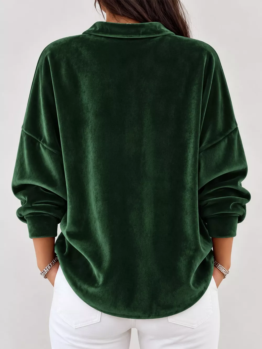 Full Size Velvet Button-Down Long Sleeve Shirt Plus Size, image 11