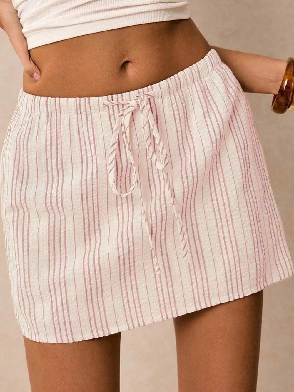 Striped Drawstring Mini Skort, image 20