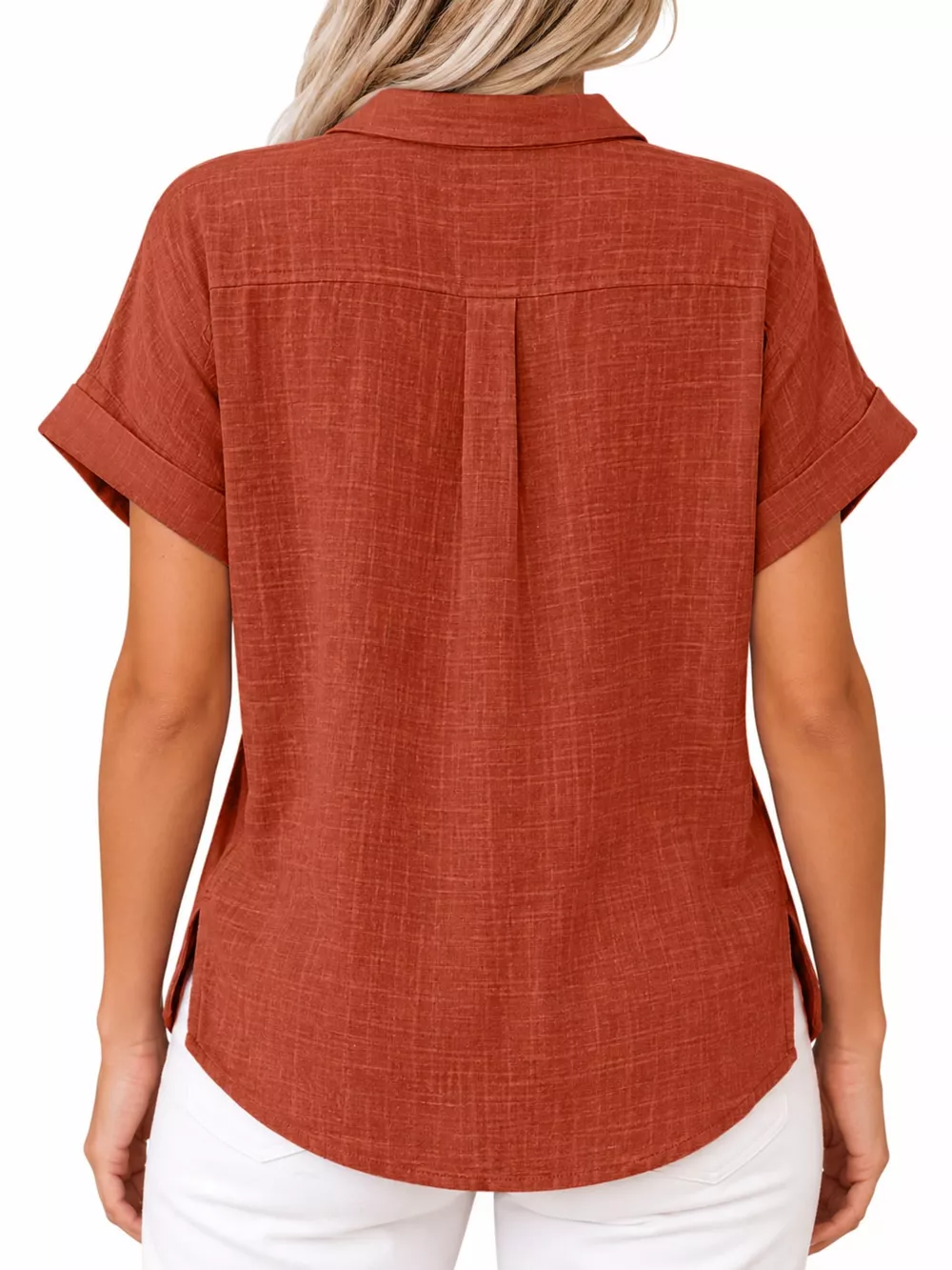 Full Size Button Up Short Sleeve Shirt Plus Size, image 48