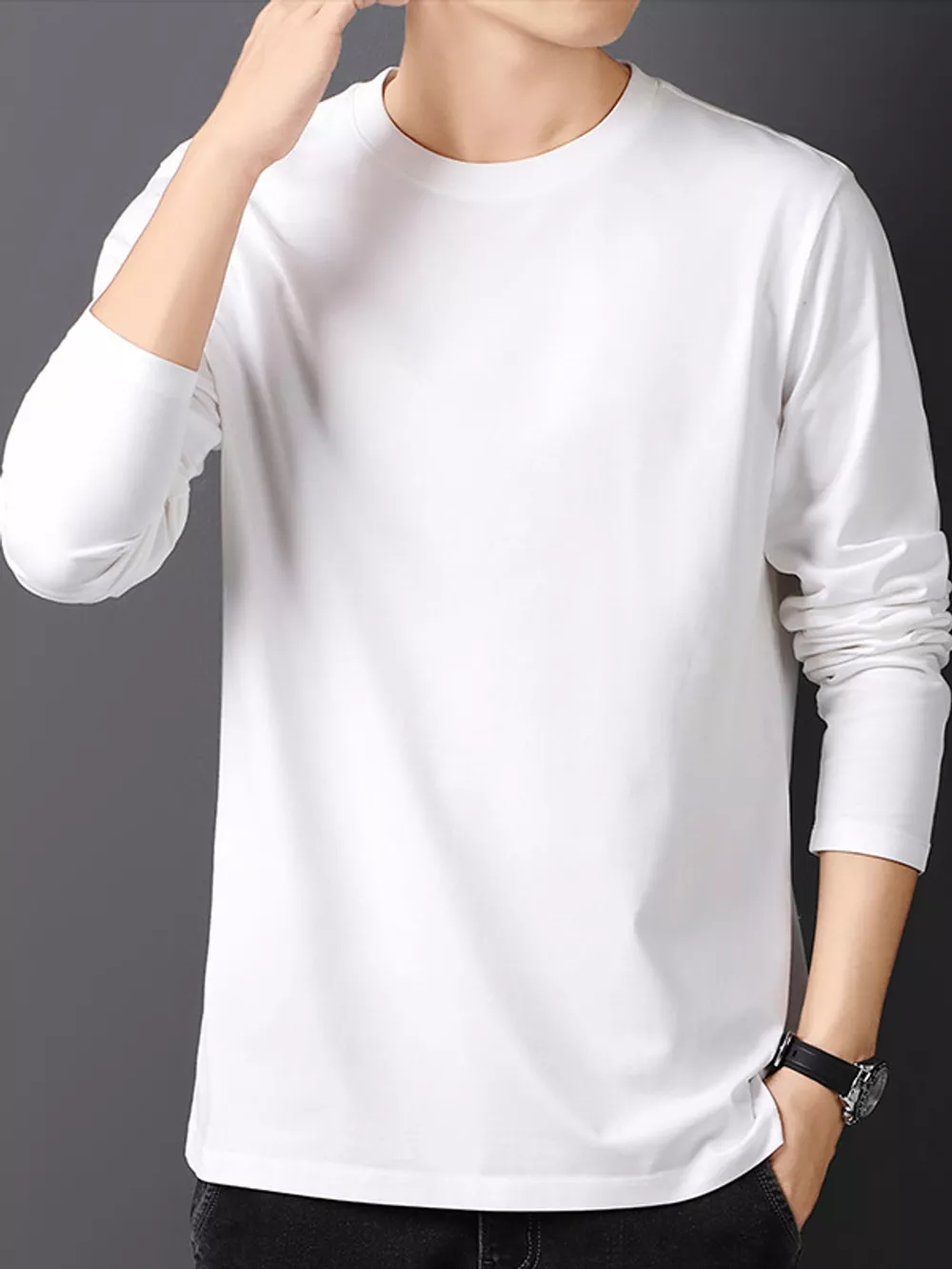 Men's Plus Size Round Neck Long Sleeve T-Shirt