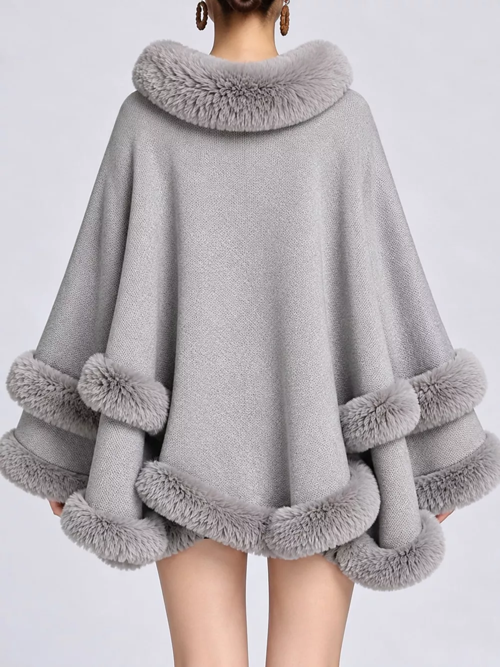 Faux Fur Trimmed Hooded Cape, image 51