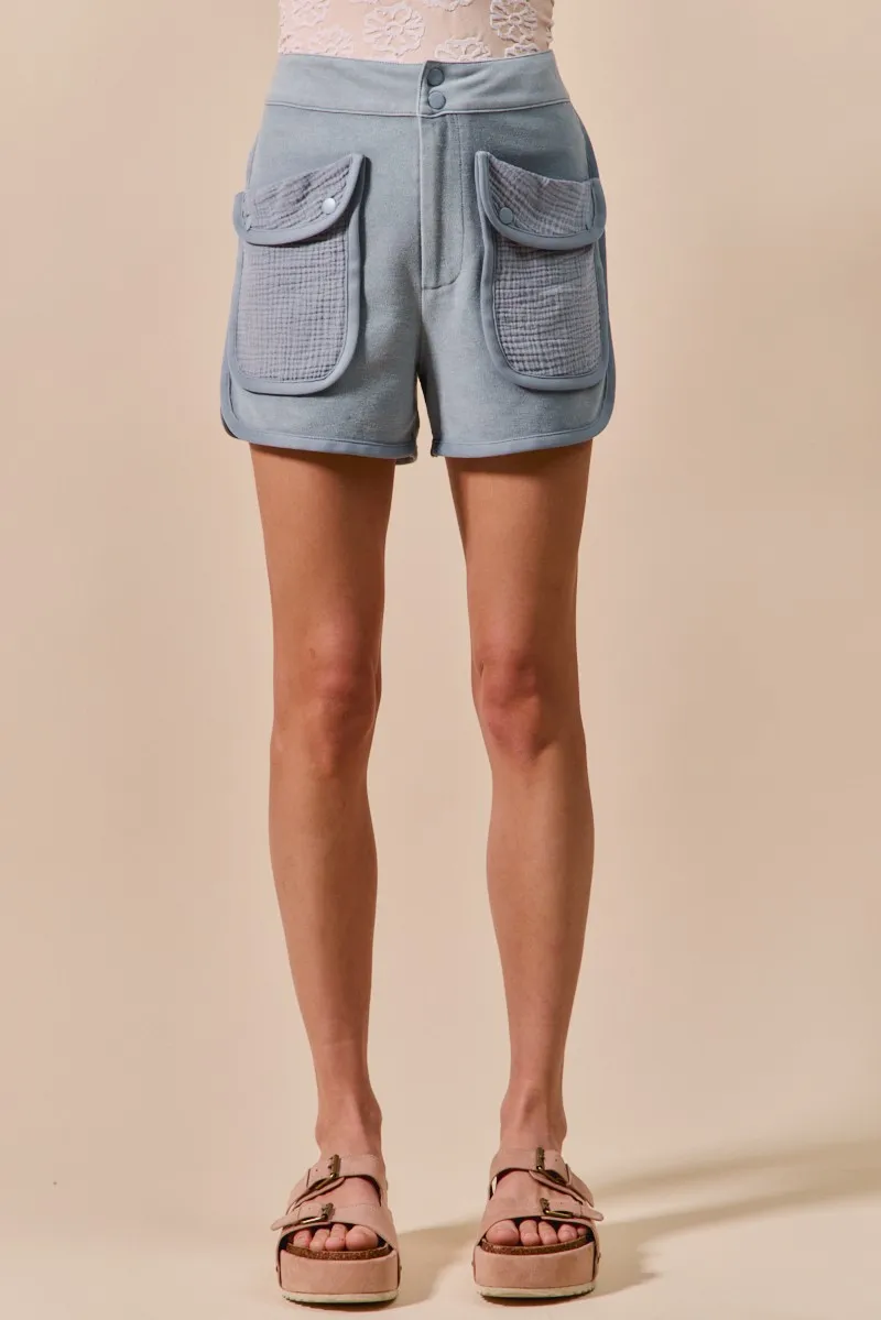 Mineral Washed Terry High Rise Cargo Shorts, image 3