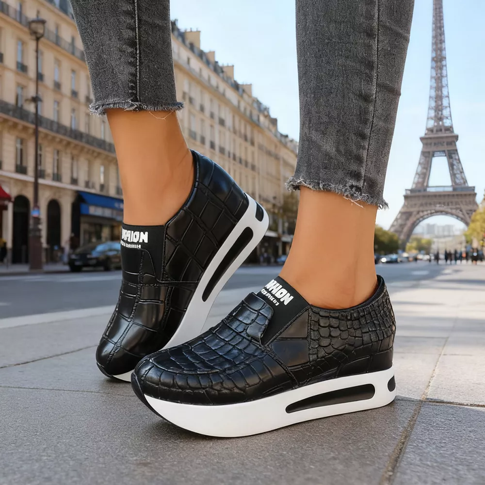 Crocodile Pattern Platform Slip-Ons, image 3