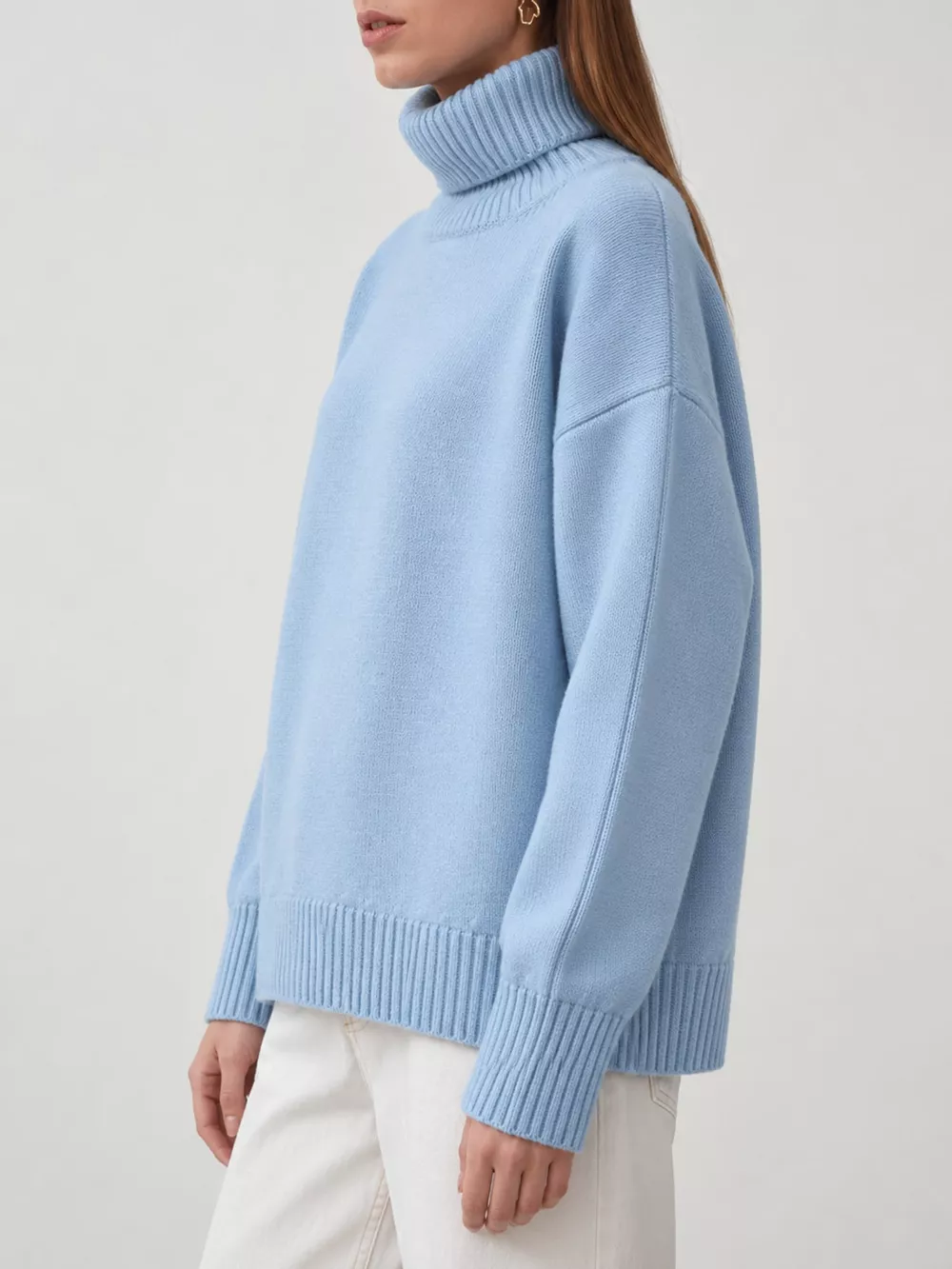 Oversized Turtleneck Dropped Shoulder Sweater, image 7