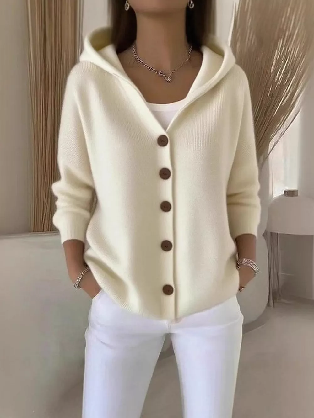 Full Size Hooded Button-Down Knit Cardigan Plus Size, image 18