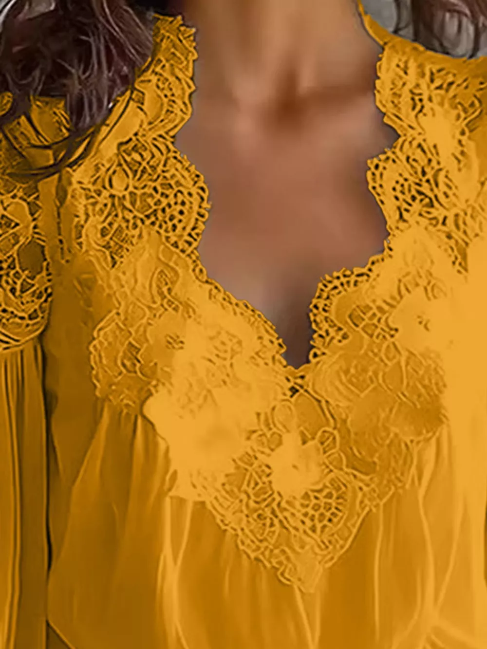 Full Size Lace V-Neck Flounce Sleeve Blouse Plus Size, image 17